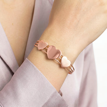 PRAO Bracelet Anti-Tarnish Triple Heart Charm Cuff (Adjustable Size)