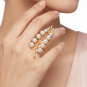 PRAO Ring Anti-Tarnish Pearl Branch Design (Adjustable Size)