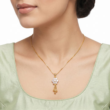 PRAO Necklace Anti-Tarnish Crystal Flower Tassel