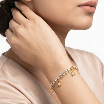 PRAO Bracelet Anti-Tarnish Celestial Crystal Layered (Adjustable Size)