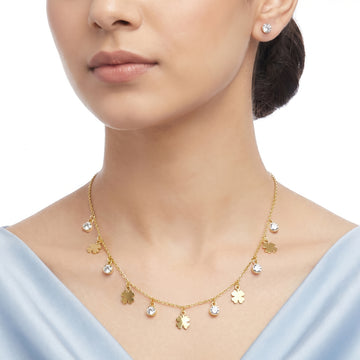 PRAO Necklace Anti-Tarnish Clover Charm Set With Earrings