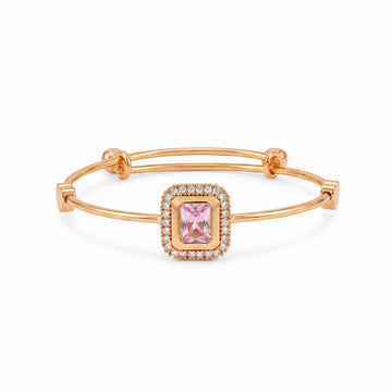 PRAO Bracelet Anti-Tarnish Champagne Emerald-Cut Crystal Halo (Adjustable Size)