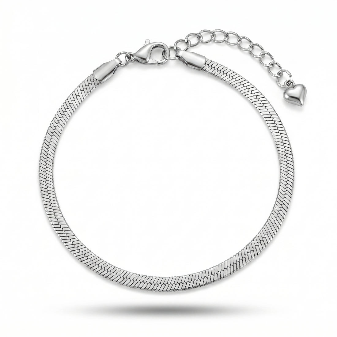 PRAO Anklet Anti-Tarnish Silver-Plated Flat Snake Chain