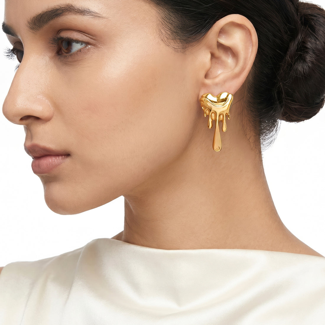 PRAO Earrings Anti-Tarnish Molten Heart Drop