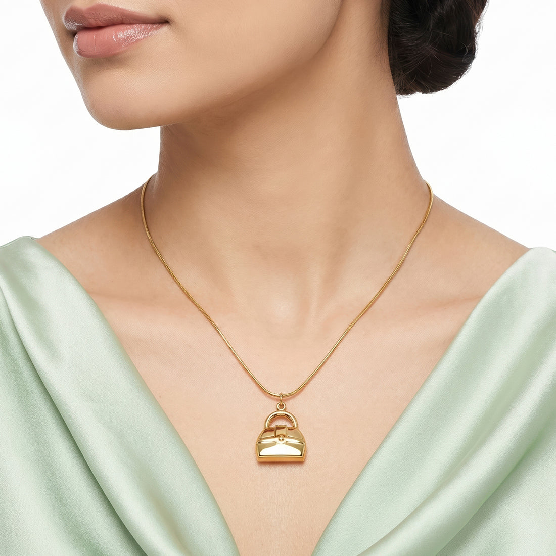 PRAO Necklace Anti-Tarnish Shopping Bag Pendant Snake Chain