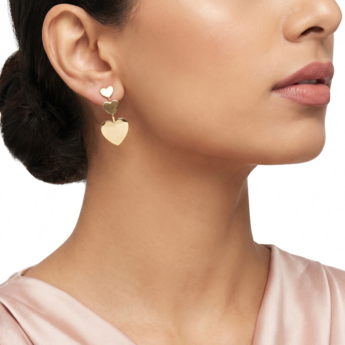 PRAO Earrings Anti-Tarnish Gold Heart Drop
