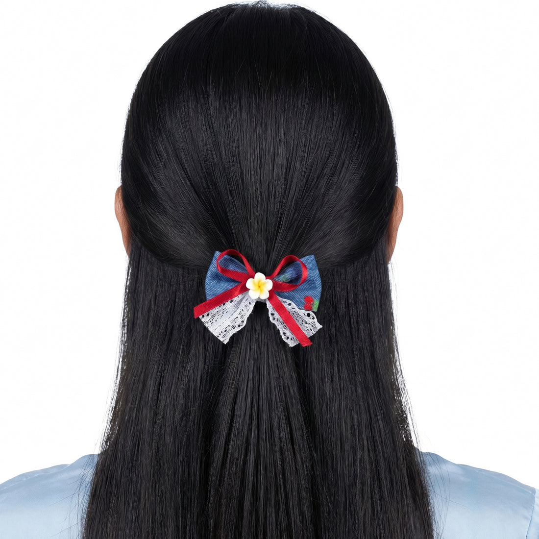 PRAO Hair Clip Anti-Tarnish Denim Plumeria