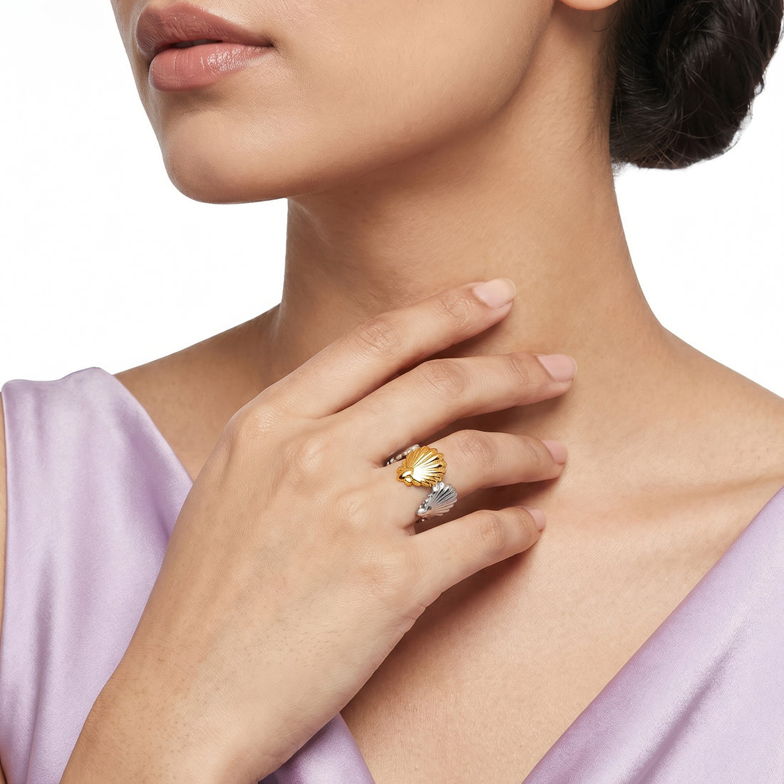 PRAO Ring Anti-Tarnish Scallop Shell Statement (Adjustable Size)