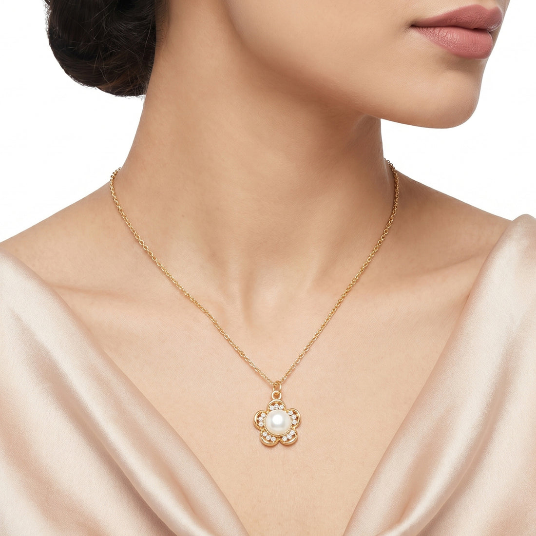 PRAO Necklace Anti-Tarnish Monalisa Flower Pendant