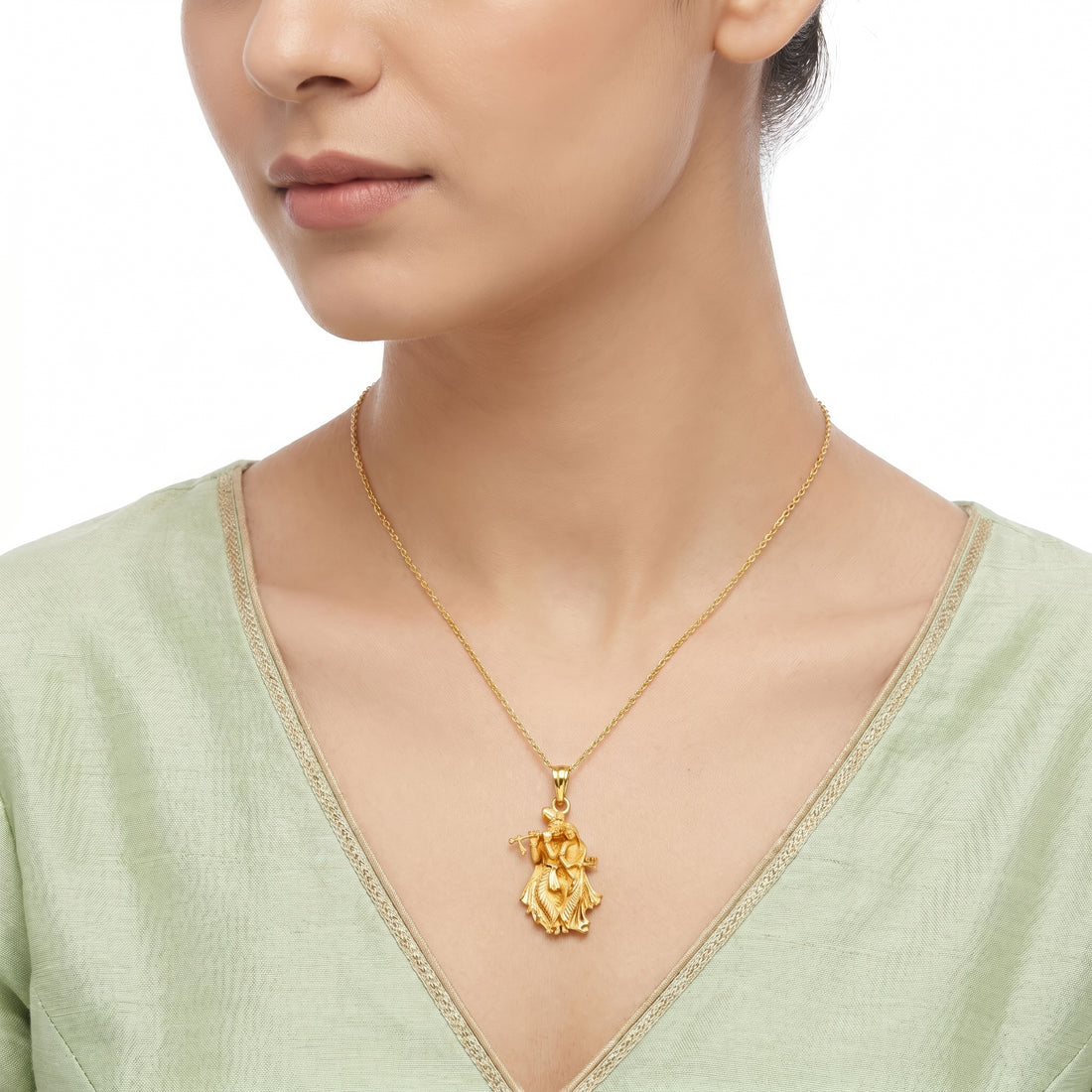 PRAO Necklace Anti-Tarnish Radha Krishna Pendant