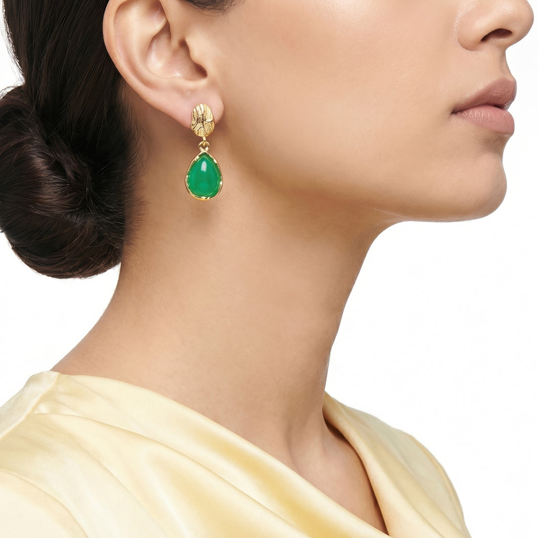 PRAO Earrings Anti-Tarnish Green Resin Teardrop