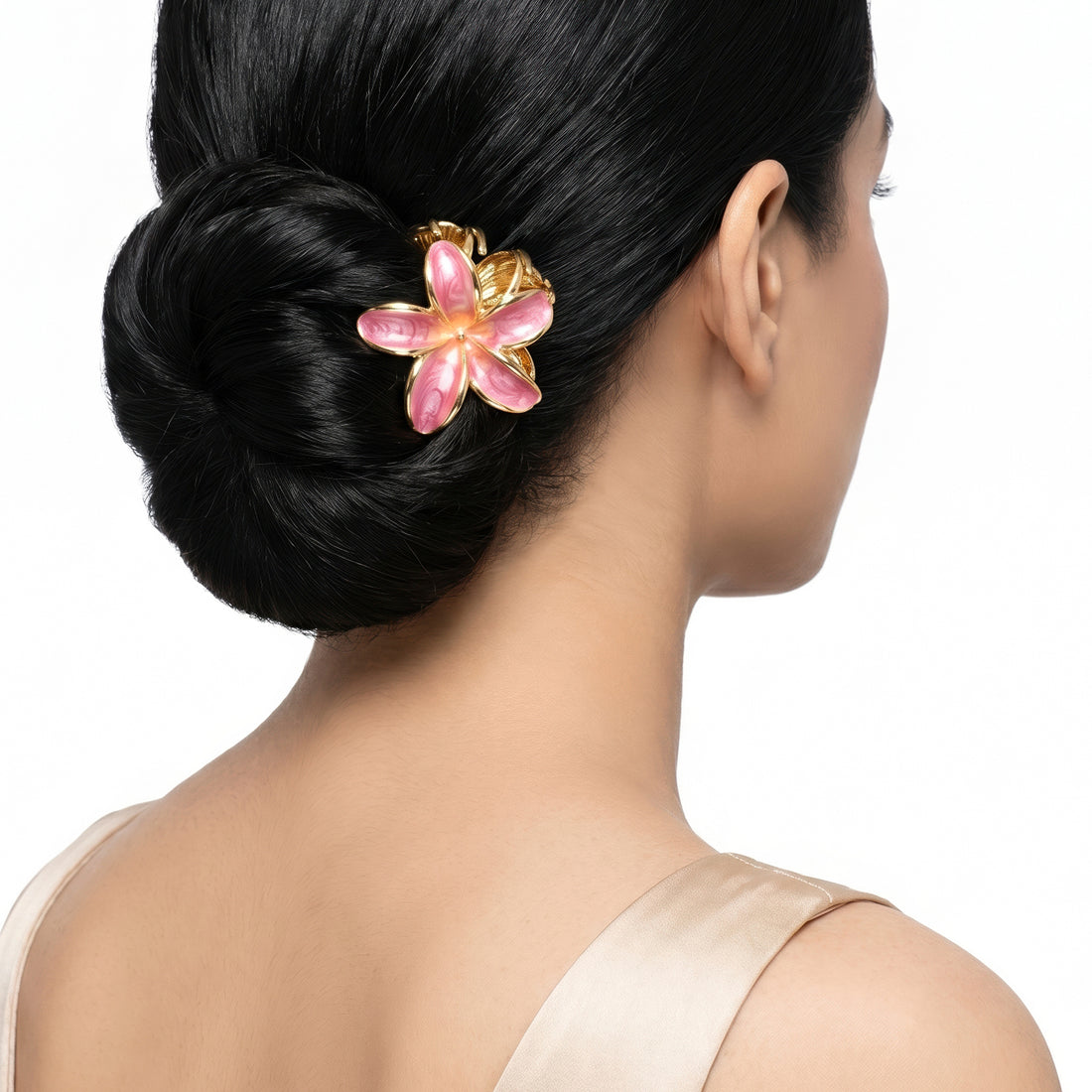 PRAO Hair Claw Clip Anti-Tarnish Purple Five Petal Enamel Flower Pin