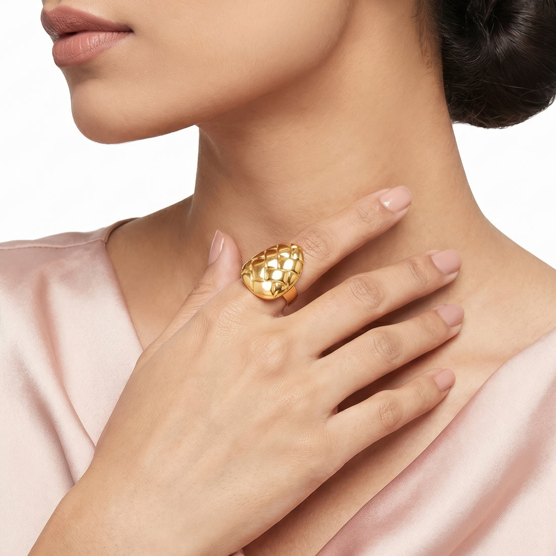 PRAO Ring Anti-Tarnish Basket Weave Teardrop (Adjustable Size)