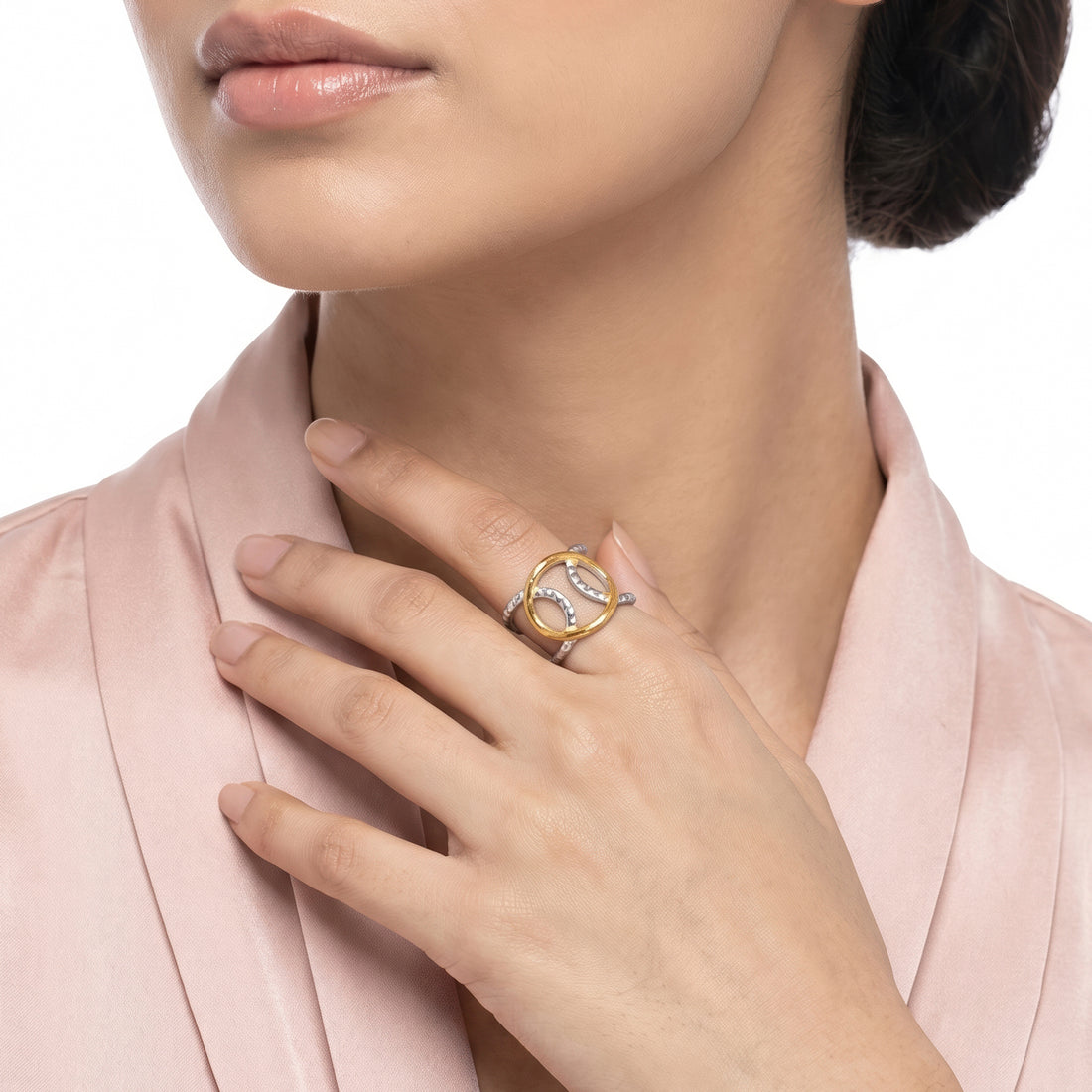PRAO Ring Anti-Tarnish Twisted Texture Circular (Adjustable Size)