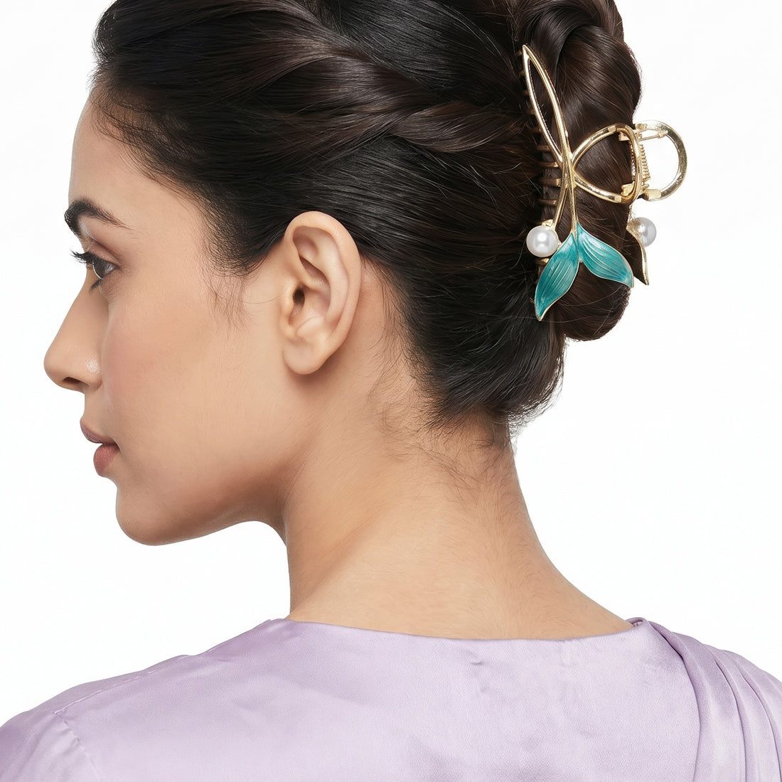 PRAO Hair Clutcher Fish Tail With Pearl Accents