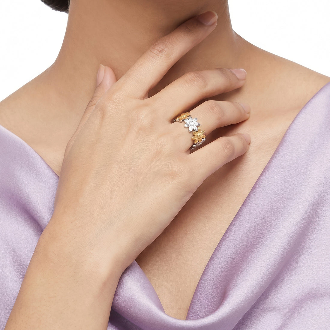PRAO Ring Anti-Tarnish Sunflower Band (Adjustable Size)