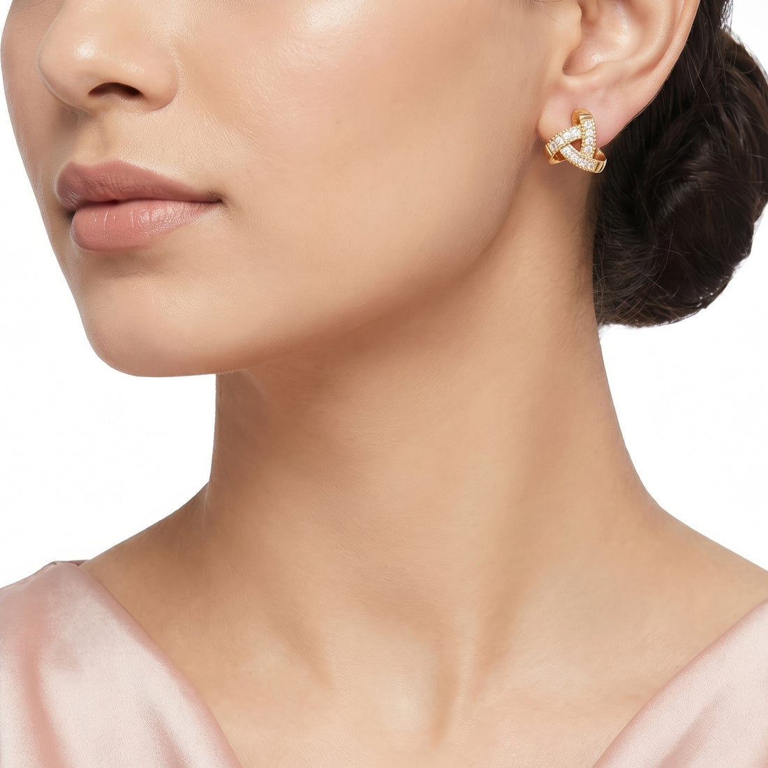 PRAO Earrings Anti-Tarnish Triangle Pave Studs