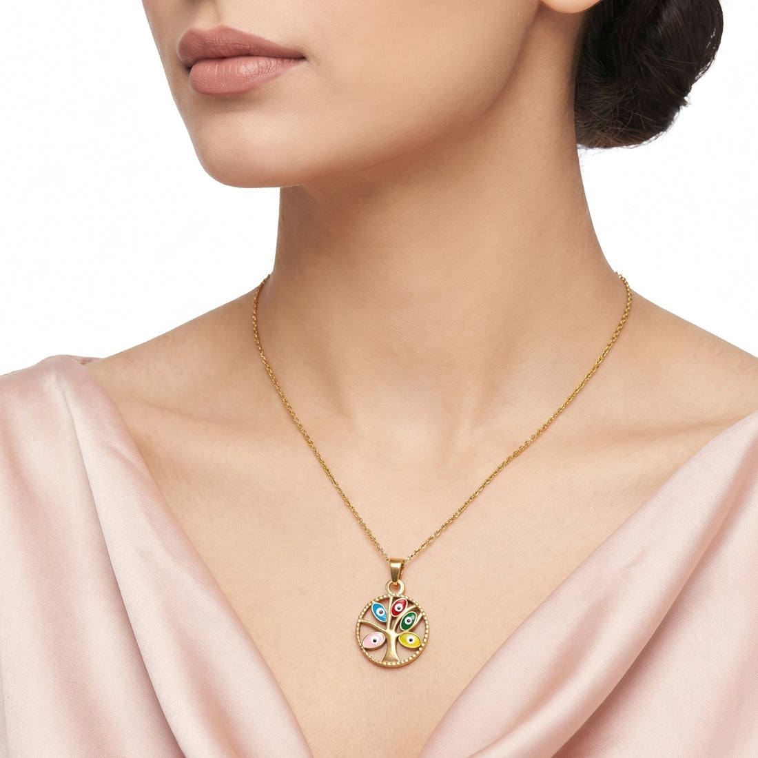 PRAO Necklace Anti-Tarnish Tree Of Life Evil Eye