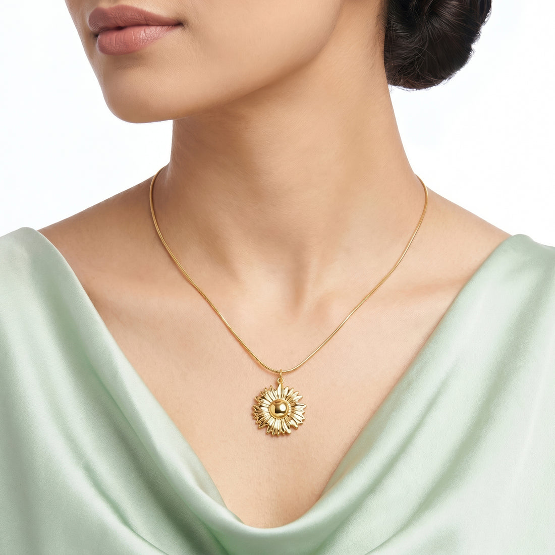 PRAO Necklace Anti-Tarnish Sunflower Pendant