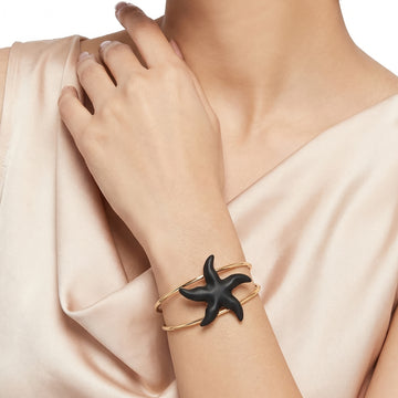 PRAO Bracelet Anti-Tarnish Black Starfish Cuff (Adjustable Size)