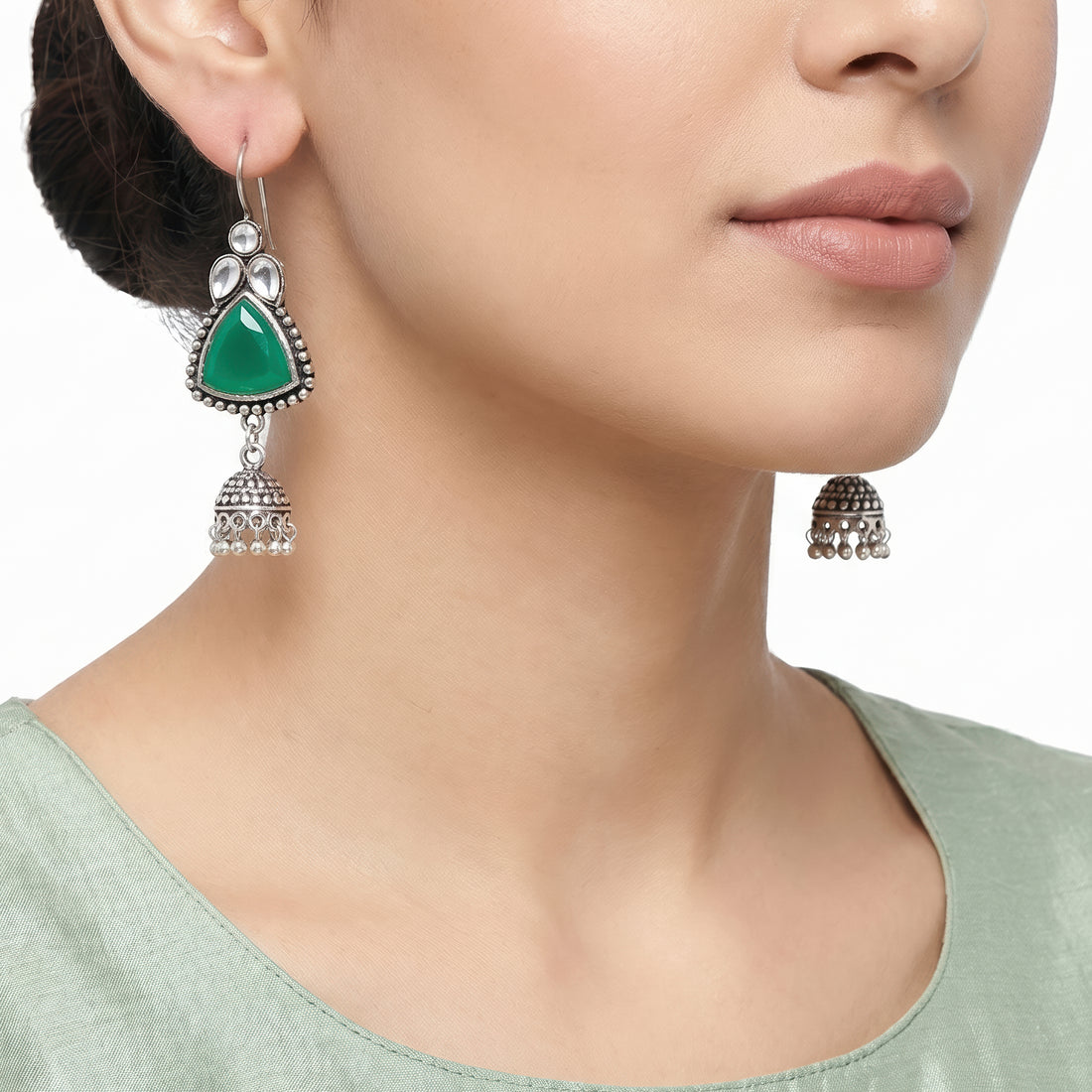 PRAO Earrings Anti-Tarnish Emerald Stone Drop