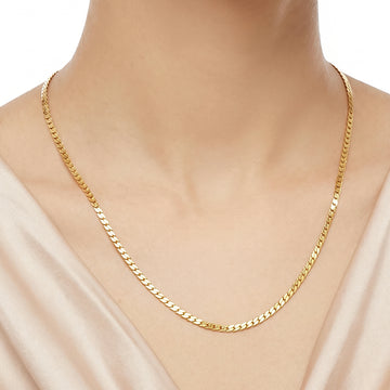PRAO Necklace Anti-Tarnish Flat Curb Chain