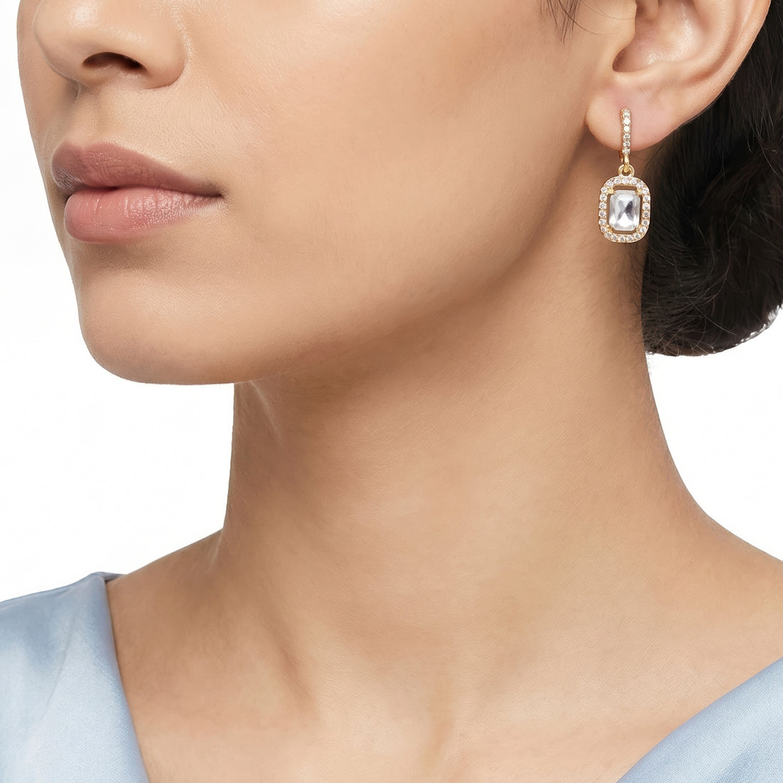 PRAO Earrings Anti-Tarnish Emerald-Cut Crystal Drop