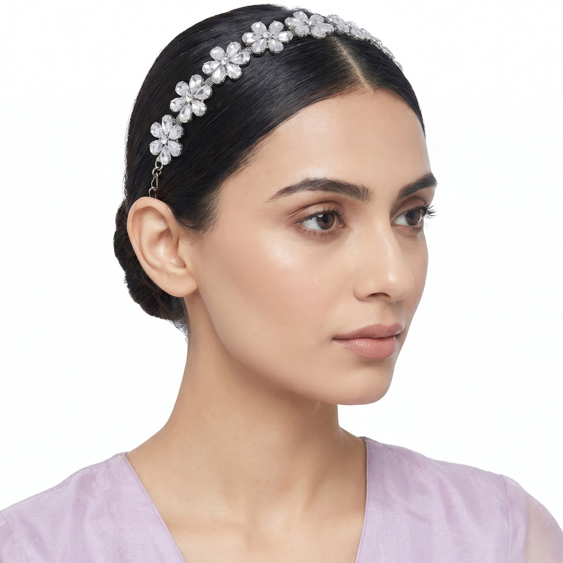 PRAO Sheeshpatti Anti-Tarnish Rhinestone Flower Sheeshpatti Hair Chain