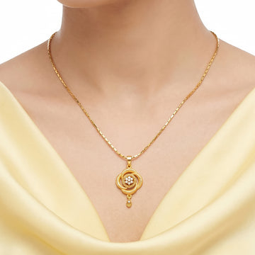 PRAO Necklace Anti-Tarnish Knotted Crystal Teardrop Pendant