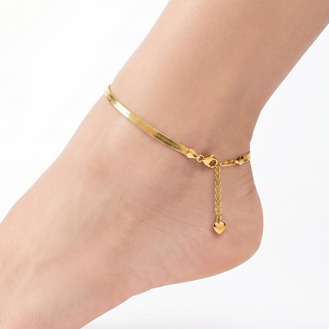 PRAO Anklet Anti-Tarnish Gold-Plated Flat Snake Chain