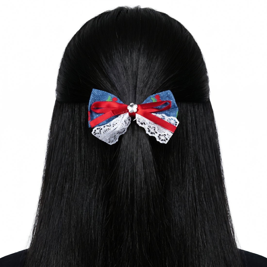 PRAO Hair Clip Denim Lace Bow