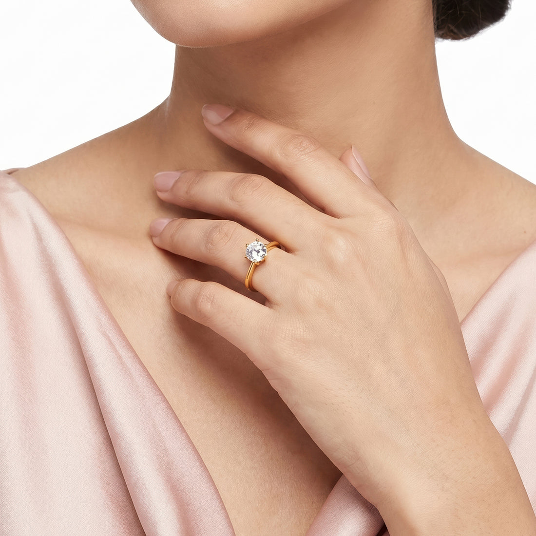 PRAO Ring Anti-Tarnish Solitaire Crystal (Adjustable Size)