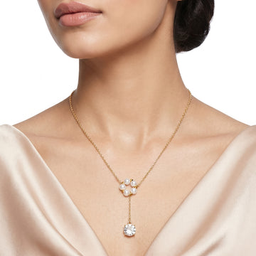 PRAO Necklace Anti-Tarnish Floral Pearl Cluster Crystal Drop