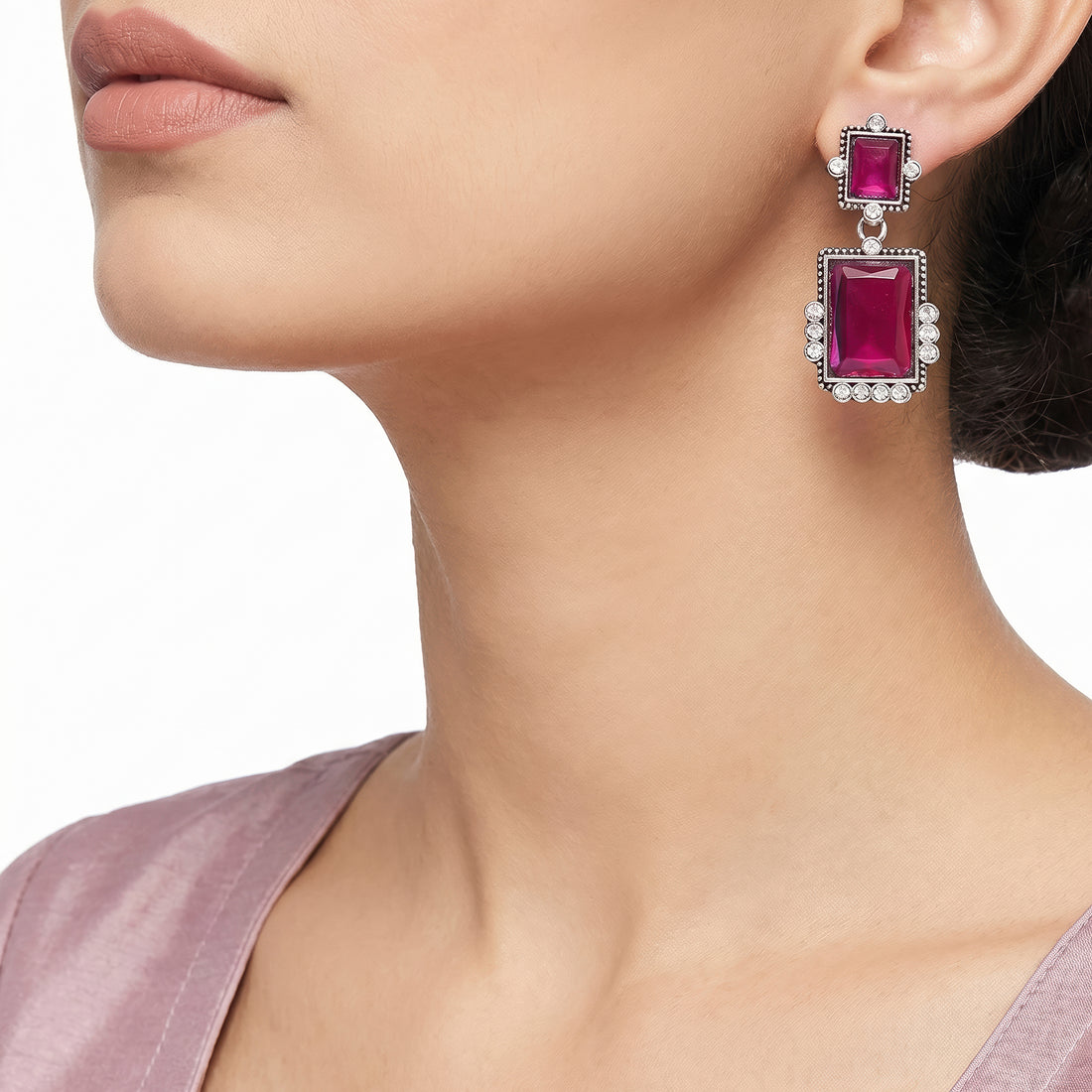PRAO Earrings Anti-Tarnish Purple Stone Vintage Drop