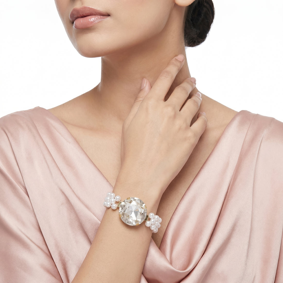 PRAO Bracelet Anti-Tarnish Crystal Pearl Woven (Adjustable Size)