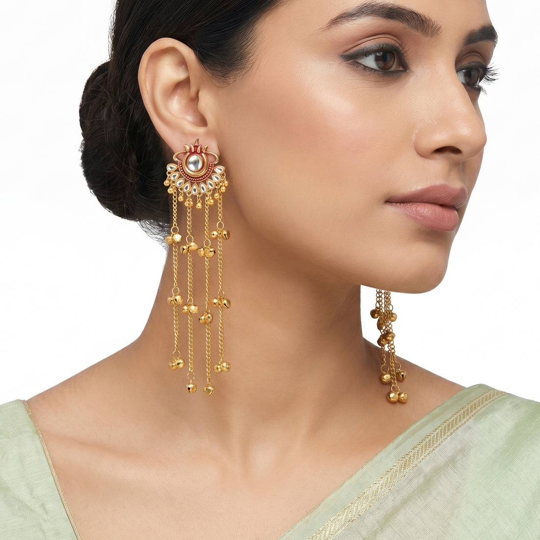 PRAO Earrings Anti-Tarnish Kashmiri Ghungroo Chain