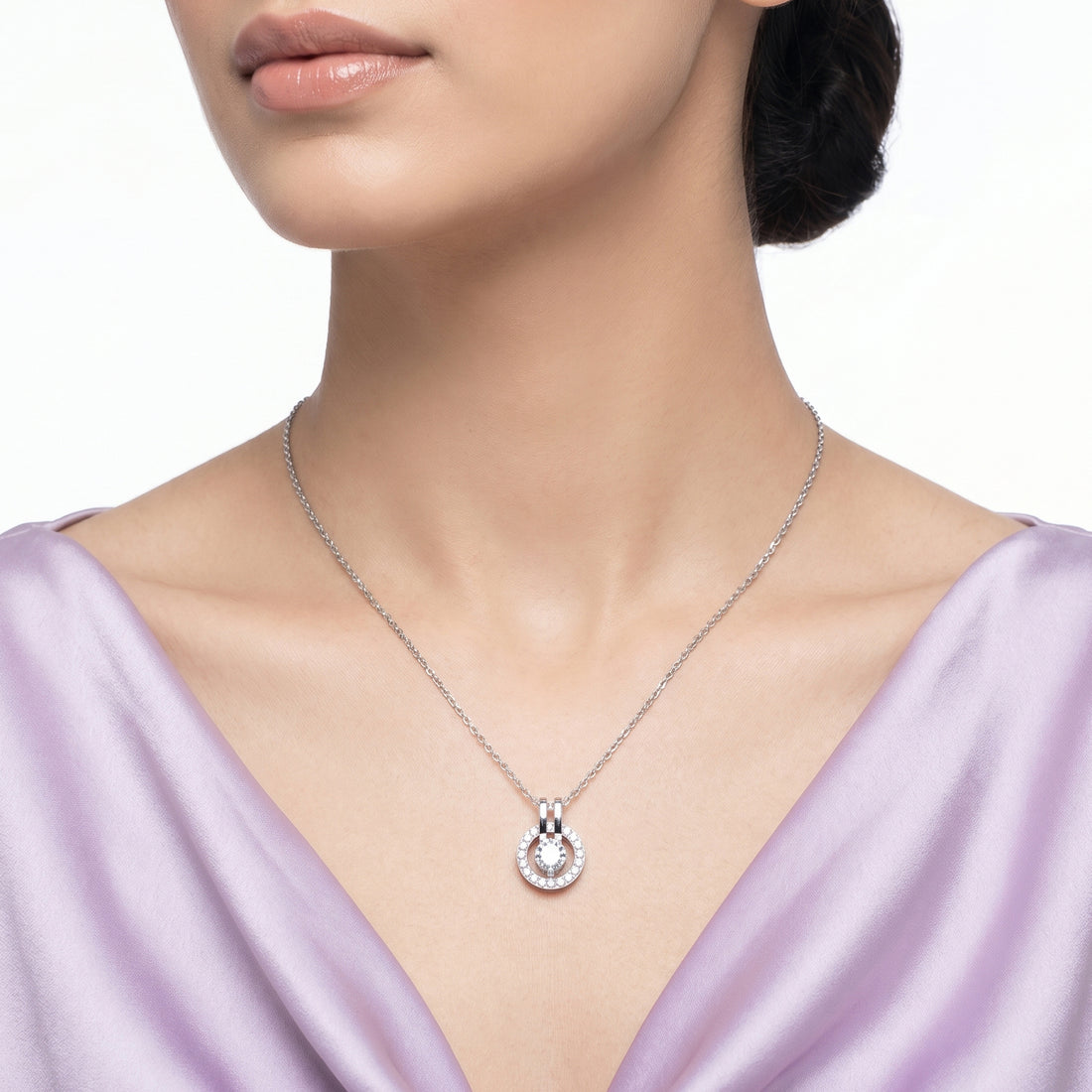 PRAO Necklace Anti-Tarnish Blue Crystal Cage Pendant