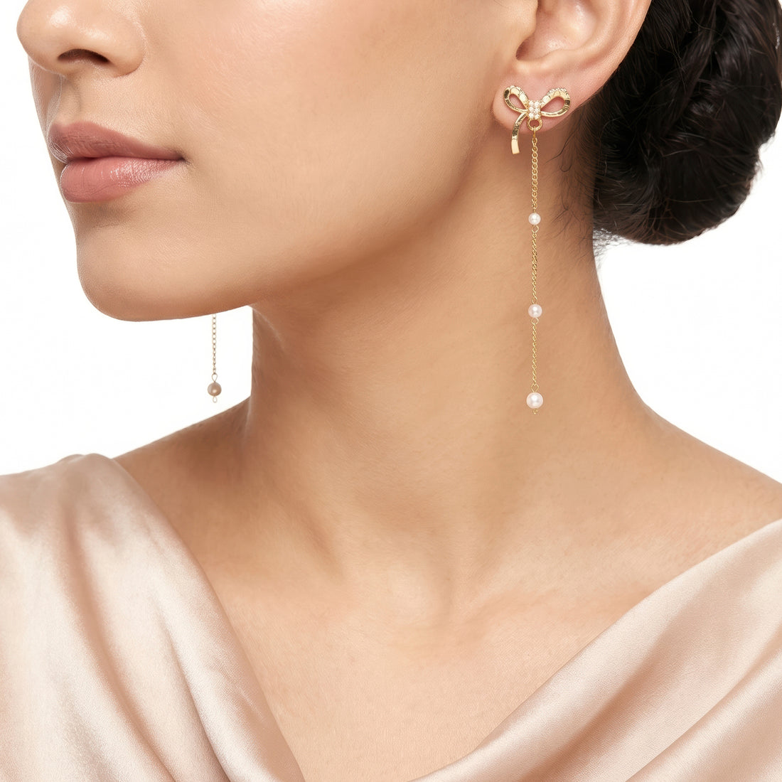 PRAO Earrings Anti-Tarnish Pearl Bow Drop