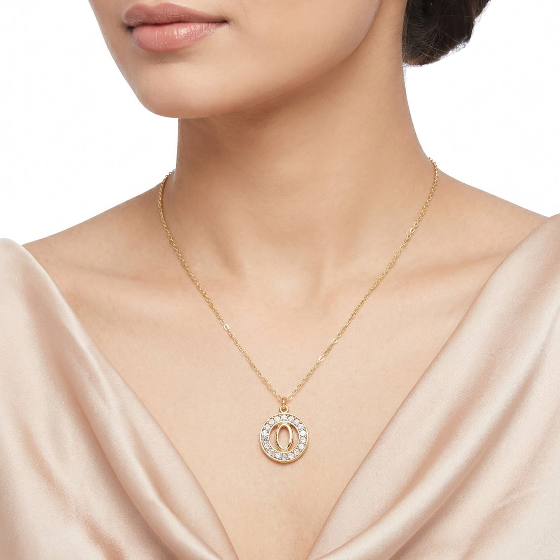 PRAO Necklace Anti-Tarnish Minimalist Oval Crystal Pendant