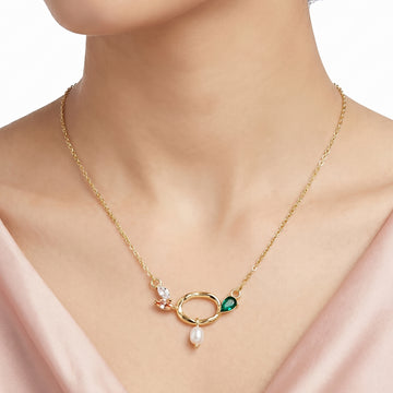 PRAO Necklace Anti-Tarnish Dainty Pearl & Gemstone Chain