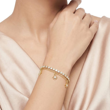 PRAO Bracelet Anti-Tarnish Celestial Crystal Layered (Adjustable Size)