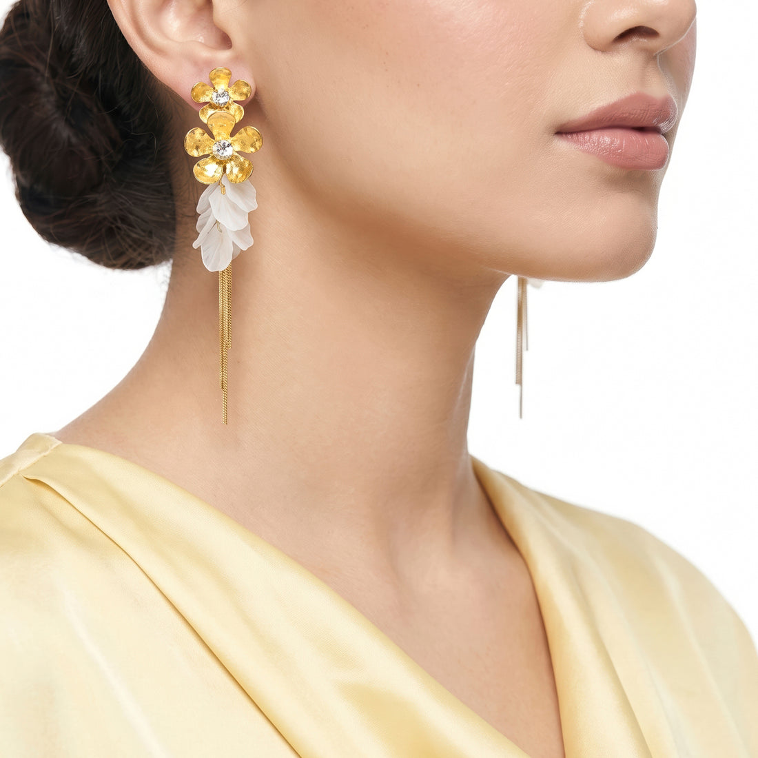 PRAO Earrings Anti-Tarnish Floral Tassel Dangles