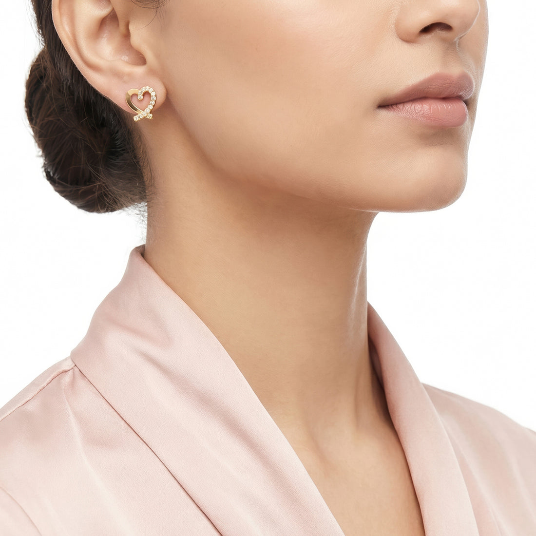 PRAO Earrings Anti-Tarnish Open Heart Studs