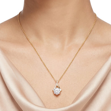 PRAO Necklace Anti-Tarnish Gold Solitaire Crystal Pendant