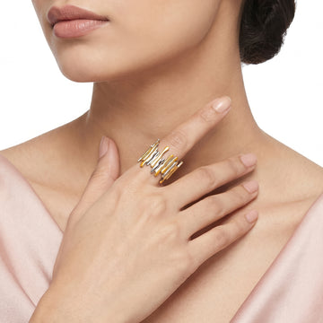 PRAO Ring Anti-Tarnish Abstract Drip Texture (Adjustable Size)