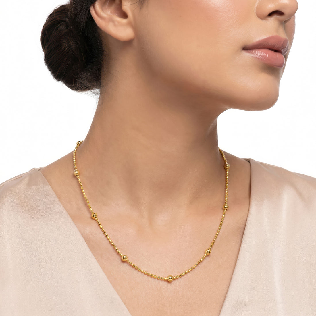 PRAO Necklace Anti-Tarnish Ball Bead Chain