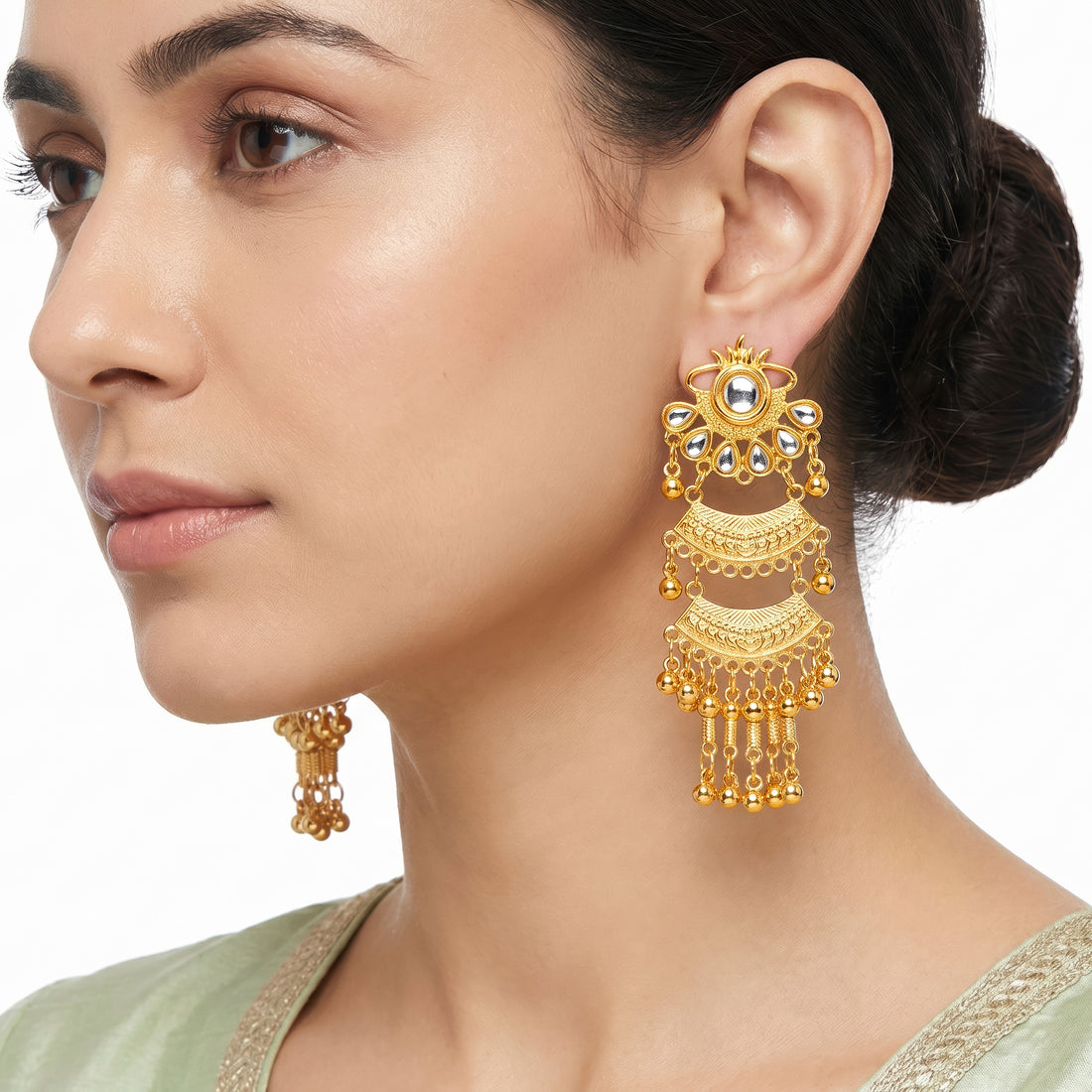 PRAO Earrings Anti-Tarnish Tiered Crystal Tassel Statement