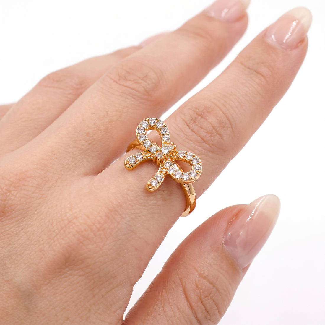 PRAO Ring Anti-Tarnish Pavé Bow (Adjustable Size)