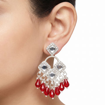 PRAO Earrings Anti-Tarnish Faux-Mirror Teardrop Crystal