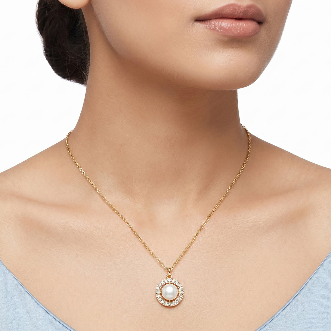 PRAO Necklace Anti-Tarnish Monalisa Halo Pendant